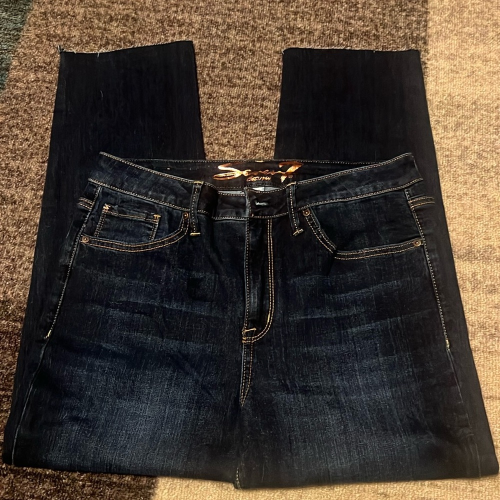Seven7 Tower Straight Leg Crop Dark Wash jeans Size 10